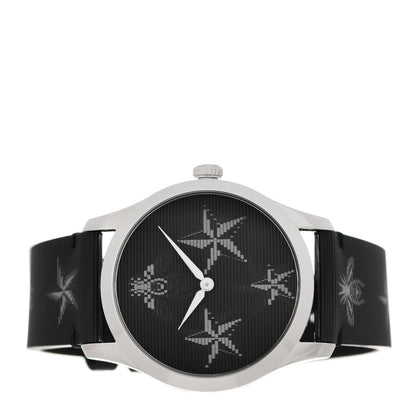 Gucci Stainless Steel Calfskin 38mm G-Timeless Bee Star Hologram Quartz Watch Black 2 of 4