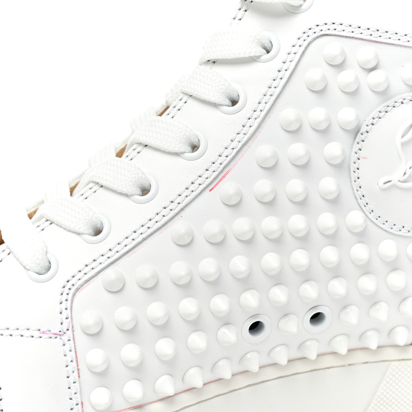 Calfskin Womens Louis Spikes Flat Sneakers 39.5 White