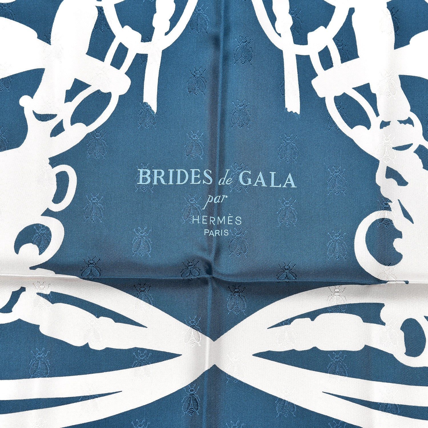 Hermes Silk Brides De Gala Tattoo Scarf 90 Petrole Blanc 3 of 5