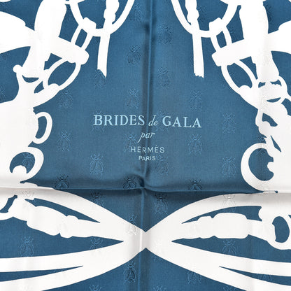 Hermes Silk Brides De Gala Tattoo Scarf 90 Petrole Blanc 3 of 5