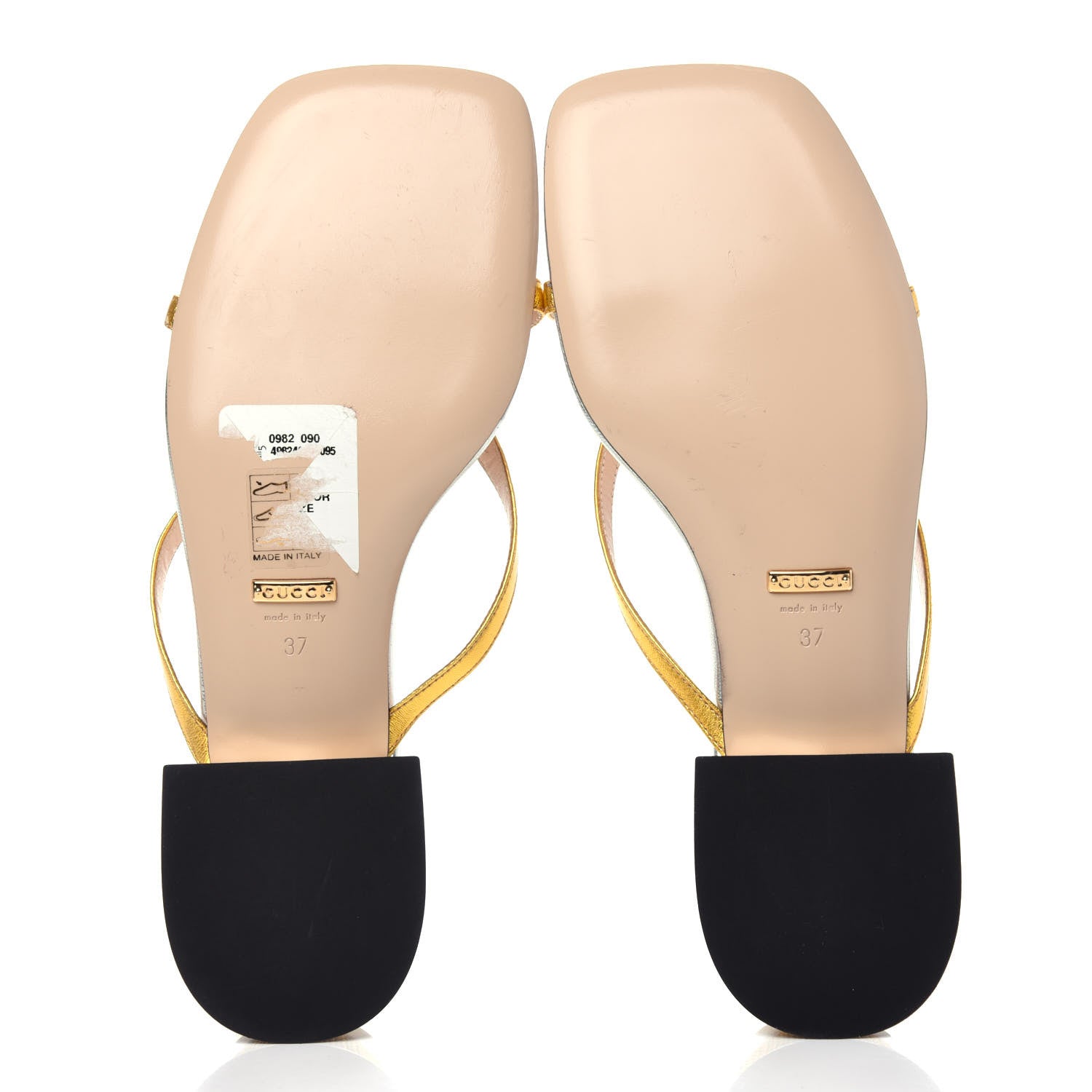 Gucci Calfskin Bow Thong Sandal 37 Gold 6 of 10