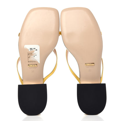 Gucci Calfskin Bow Thong Sandal 37 Gold 6 of 10