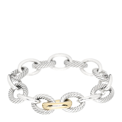 David Yurman Sterling Silver 18K Yellow Gold 19mm Extra Large Oval Link Bracelet 1 of 4