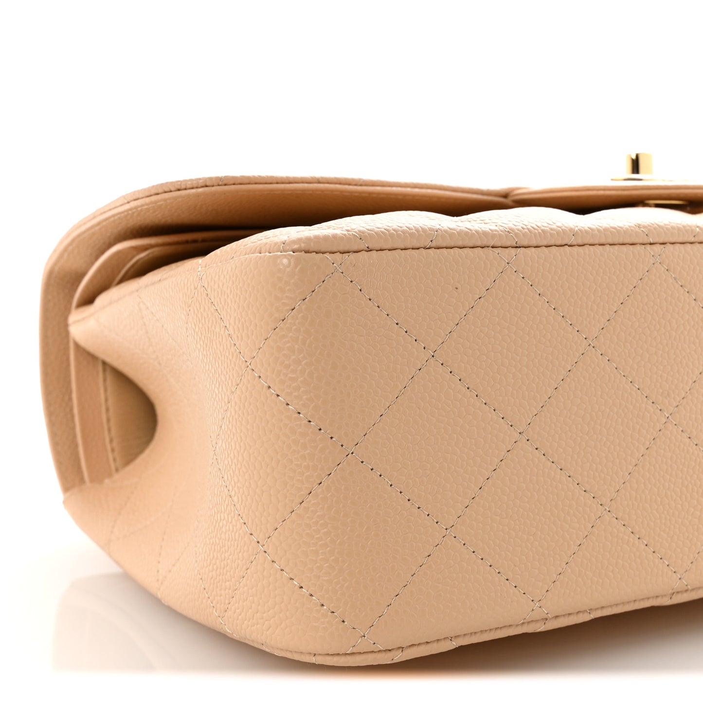 Caviar Quilted Jumbo Double Flap Beige