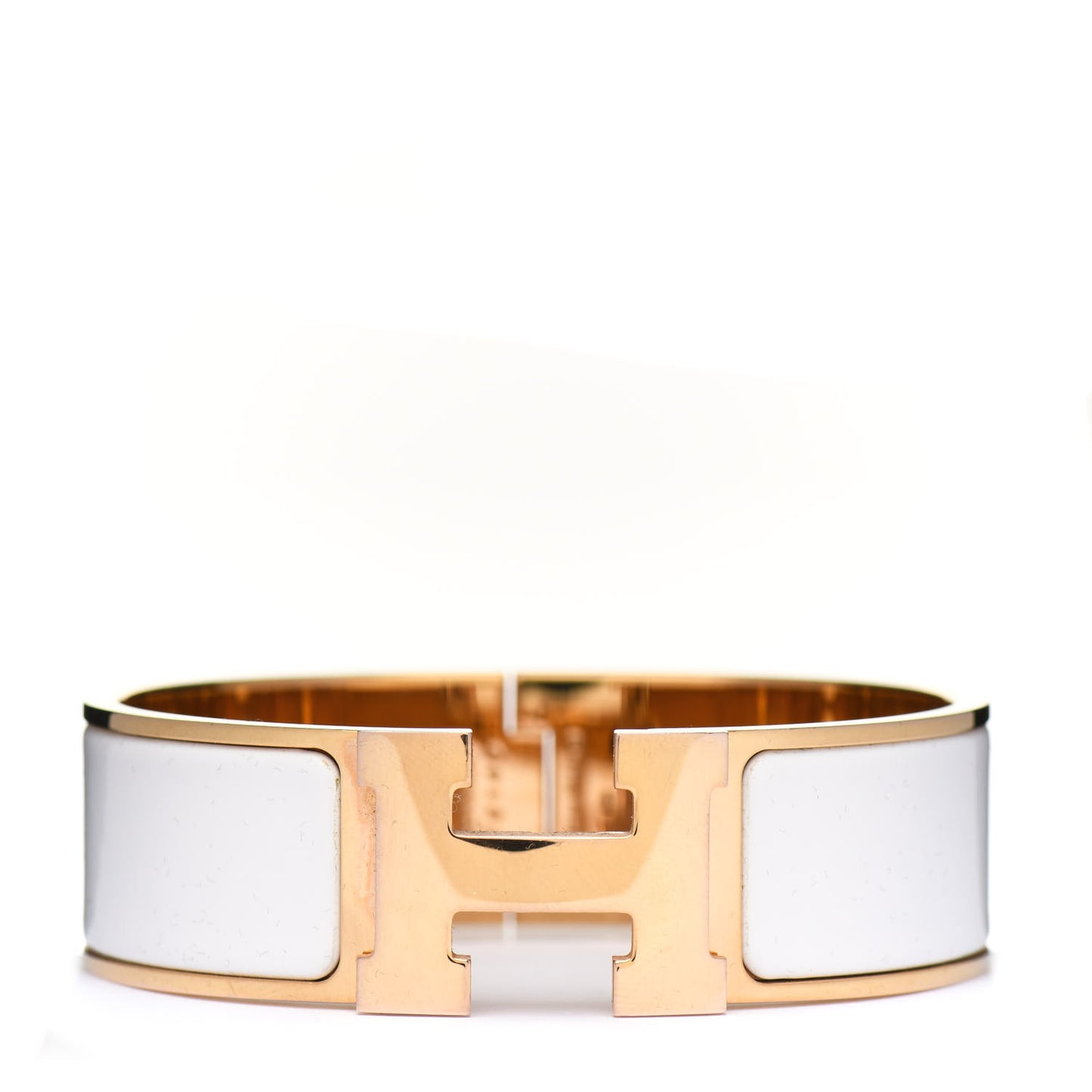 Enamel Wide Clic Clac H Bracelet GM White