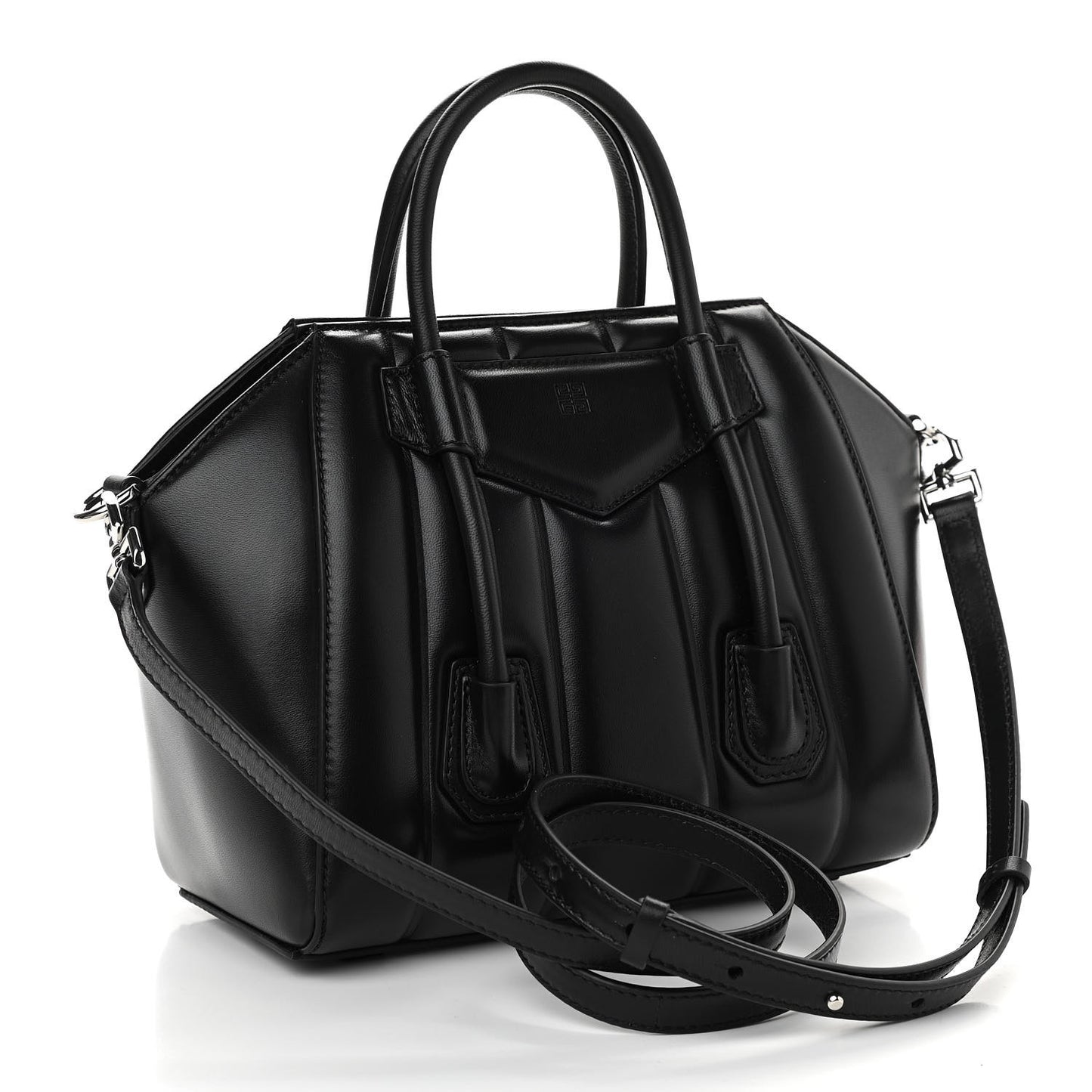 Box Calfskin Padded Mini Lock Antigona Shoulder Bag Black