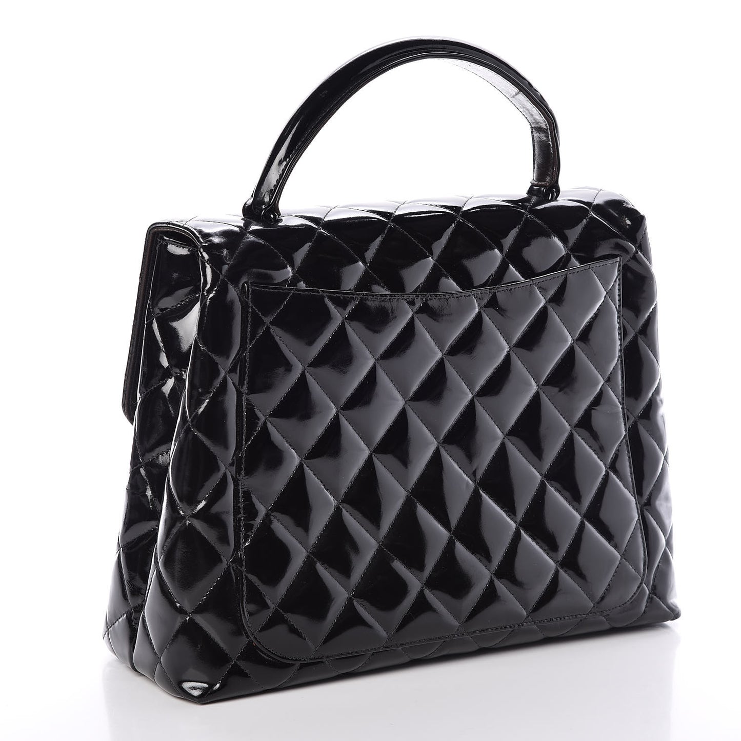 Patent Quilted Jumbo Kelly Flap Black