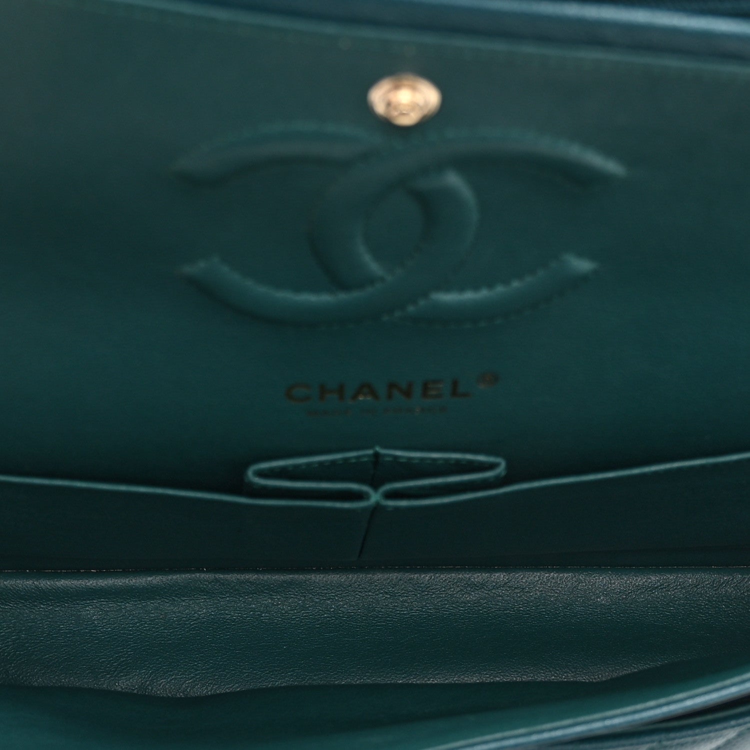 Chanel Caviar Chevron Quilted Medium Double Flap  Green 6 of 11