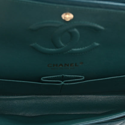 Chanel Caviar Chevron Quilted Medium Double Flap  Green 6 of 11