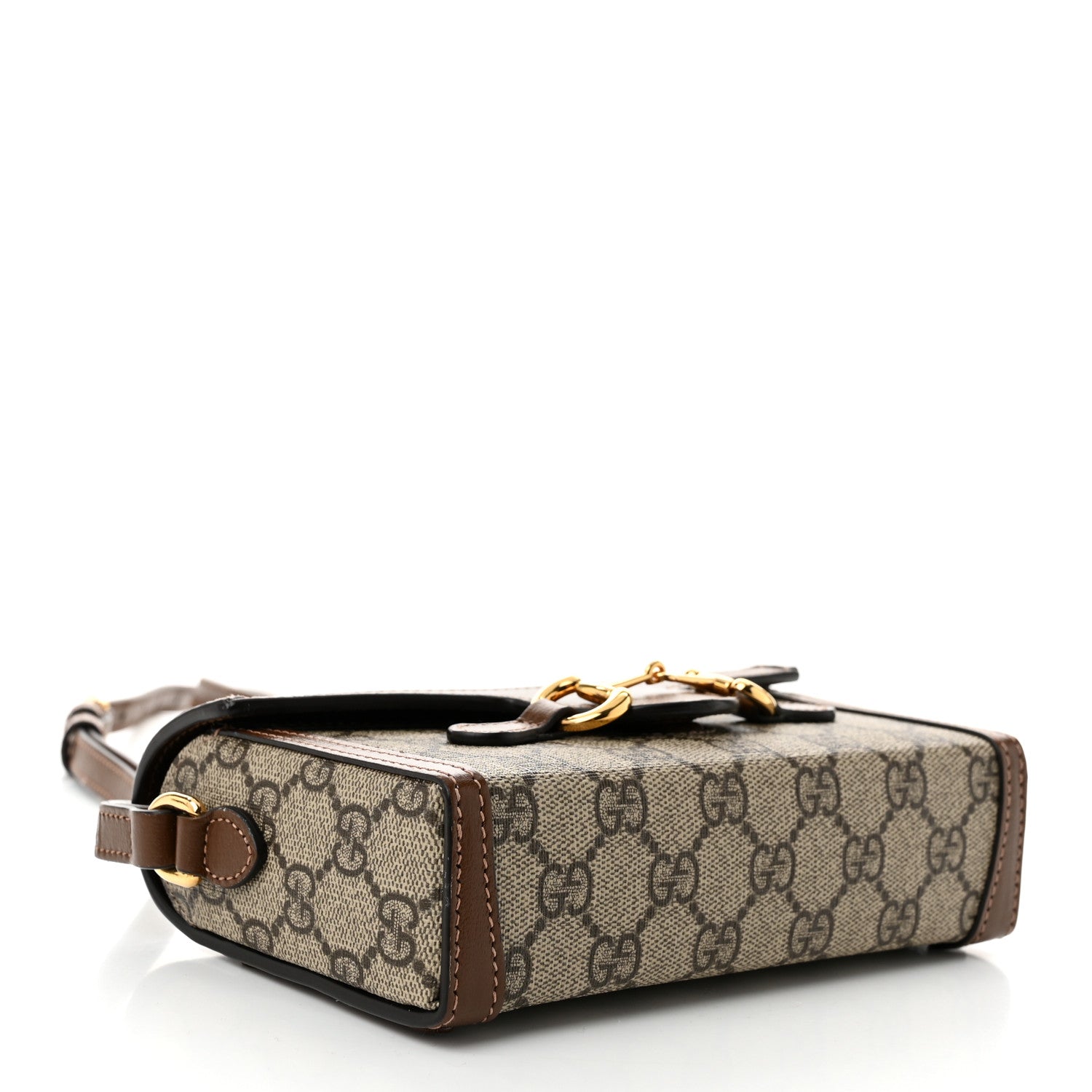 Gucci GG Supreme Monogram Mini Horsebit 1955 Shoulder Bag Beige Brown Sugar 4 of 10