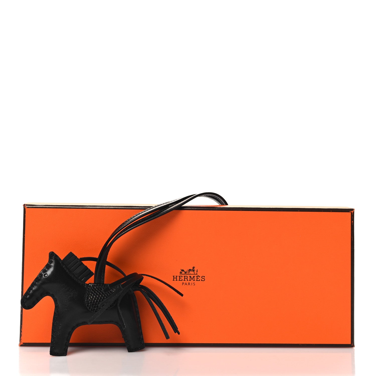 Hermes Milo Lambskin Lizard Touch Grigri Rodeo Horse Bag Charm PM So Black 4 of 4