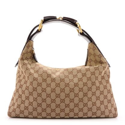 Gucci Monogram Medium Horsebit Chain Hobo Dark Brown 1 of 18