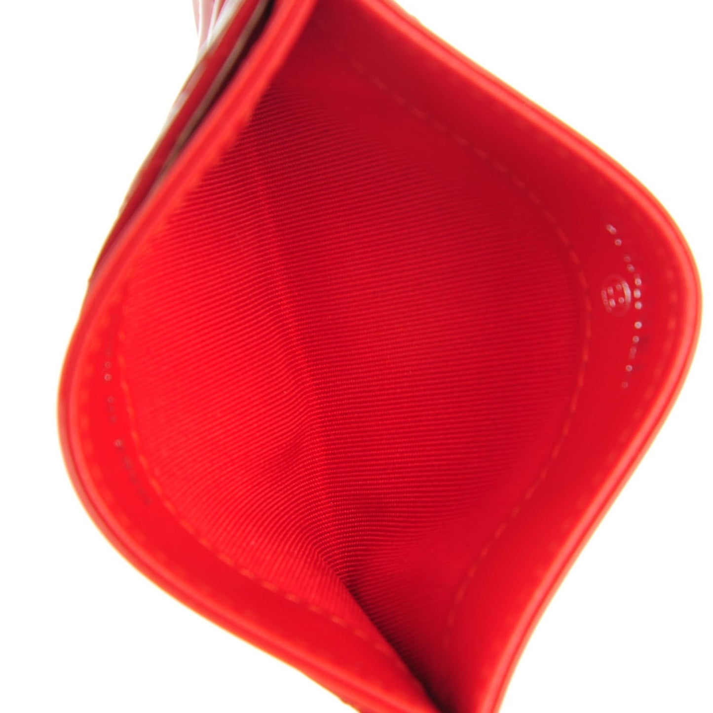 Patent Quilted Chevron Card Holder Red
