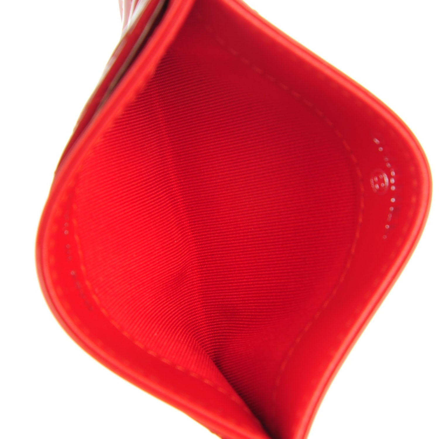 Chanel Patent Quilted Chevron Card Holder Red 8 of 8