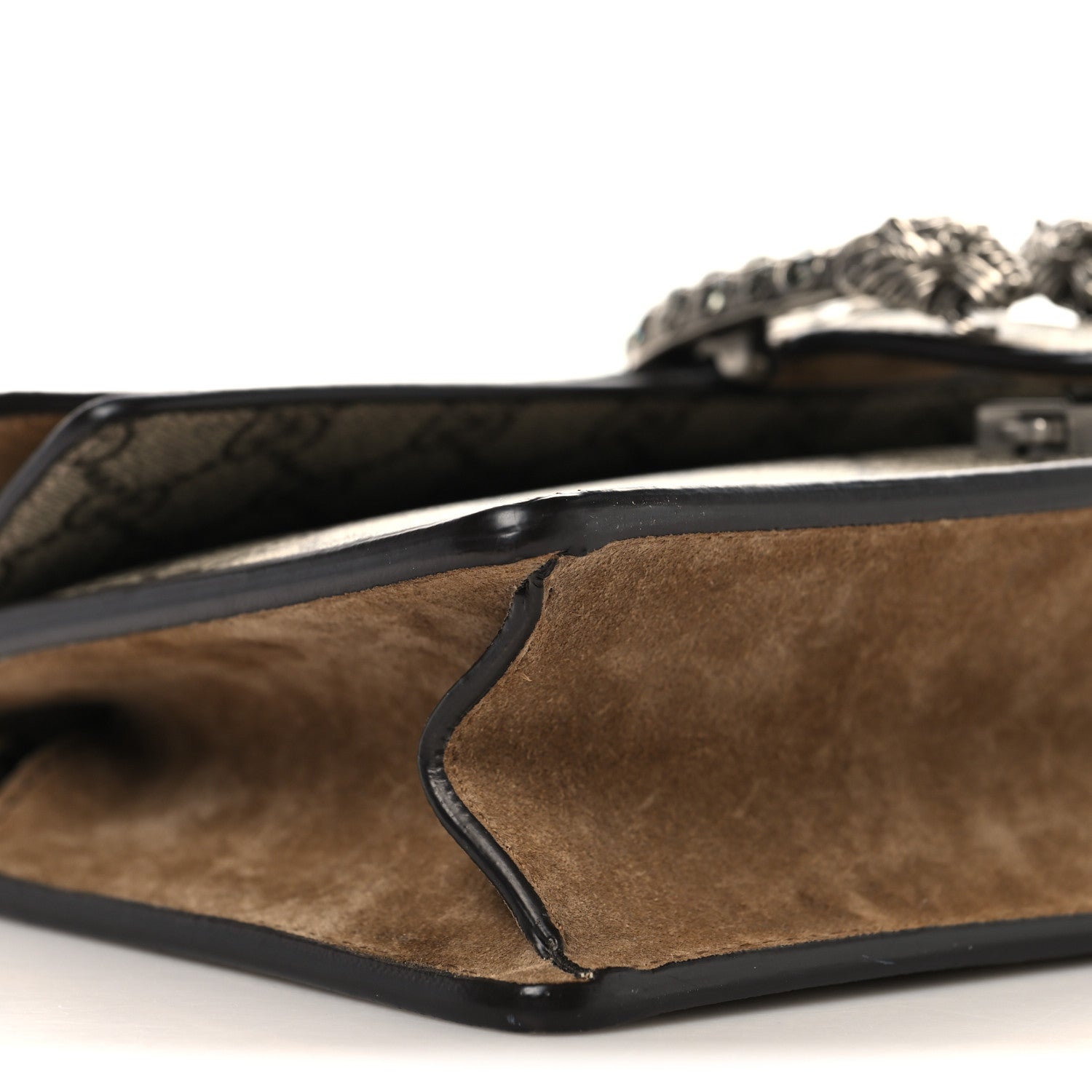 Gucci GG Supreme Monogram Suede Crystal Small Dionysus Shoulder Bag Beige Ebony Taupe 9 of 11