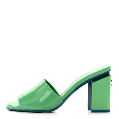 Chanel Patent CC Mules 35 Green Turquoise 1 of 8