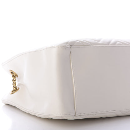 Gucci Calfskin Matelasse Medium GG Marmont Shoulder Tote Bag White 6 of 9