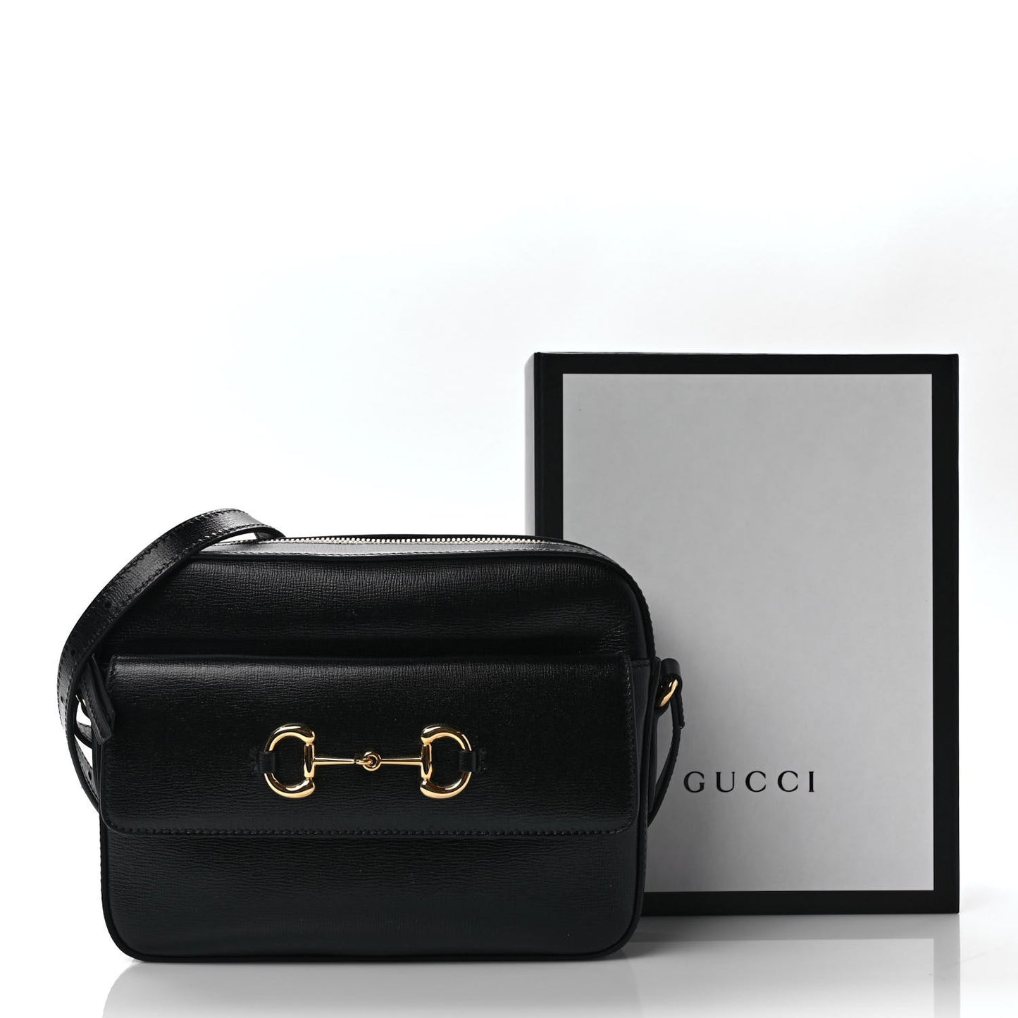 Textured Calfskin Small Horsebit 1955 Shoulder Bag Black