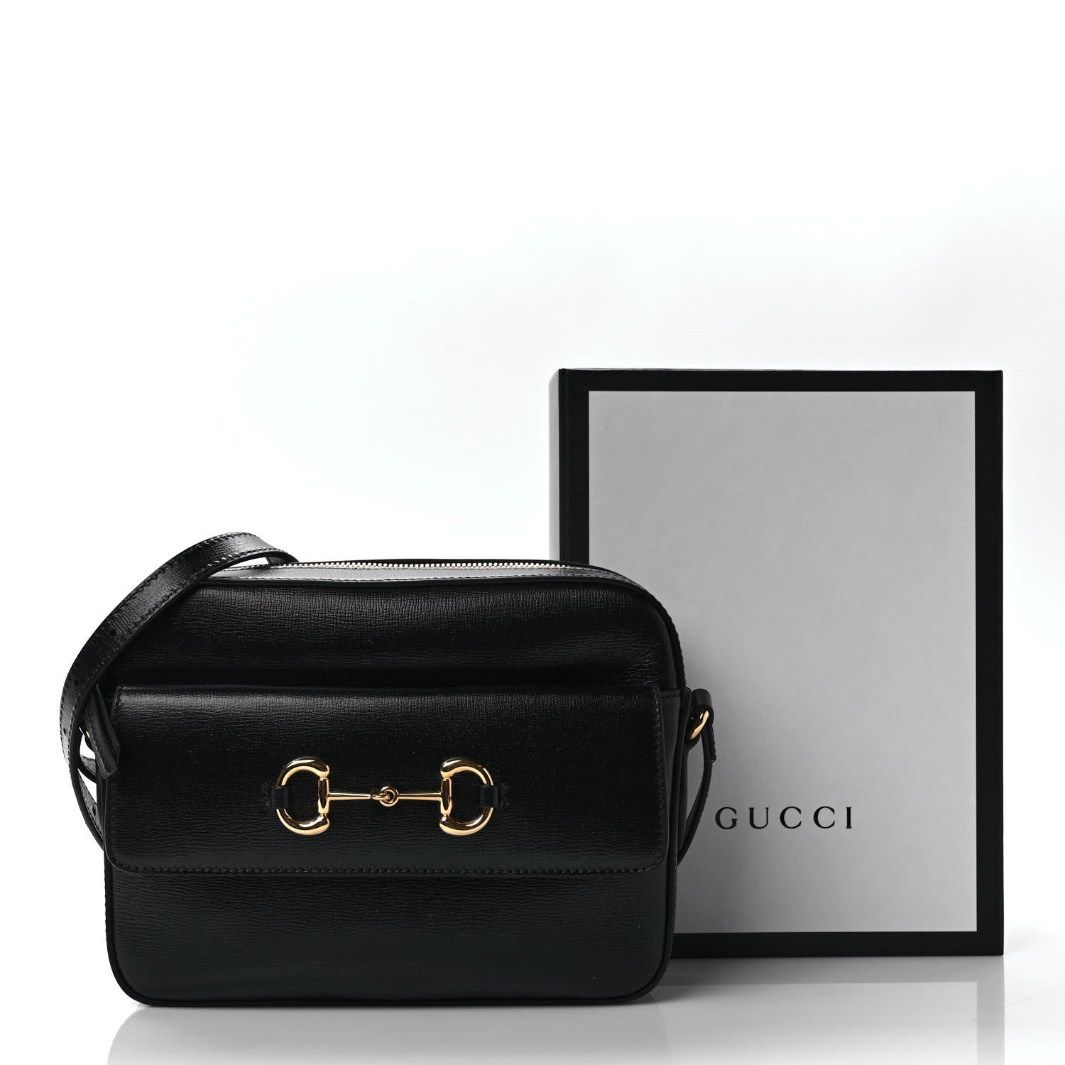 Gucci Textured Calfskin Small Horsebit 1955 Shoulder Bag Black 11 of 11