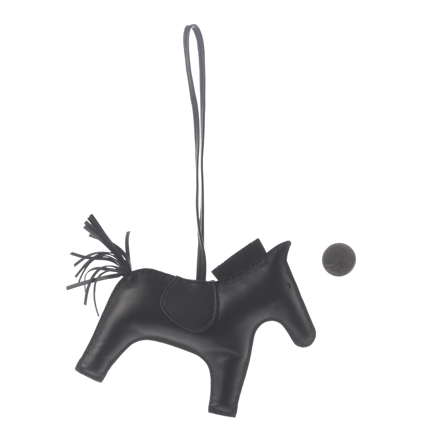 Hermes Milo Lambskin Grigri Rodeo Horse Bag Charm GM So Black 2 of 4