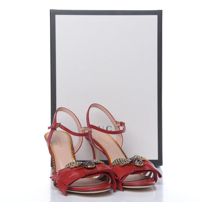 Gucci Nappa Queen Margaret Mid Heel Sandals 37 Hibiscus Red 8 of 8