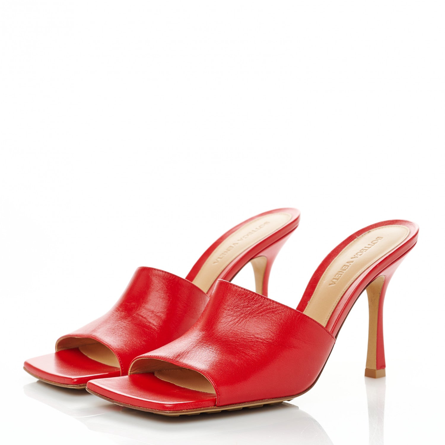 Bottega Veneta Lambskin Stretch Mule Sandals 40 Bright Red 3 of 9