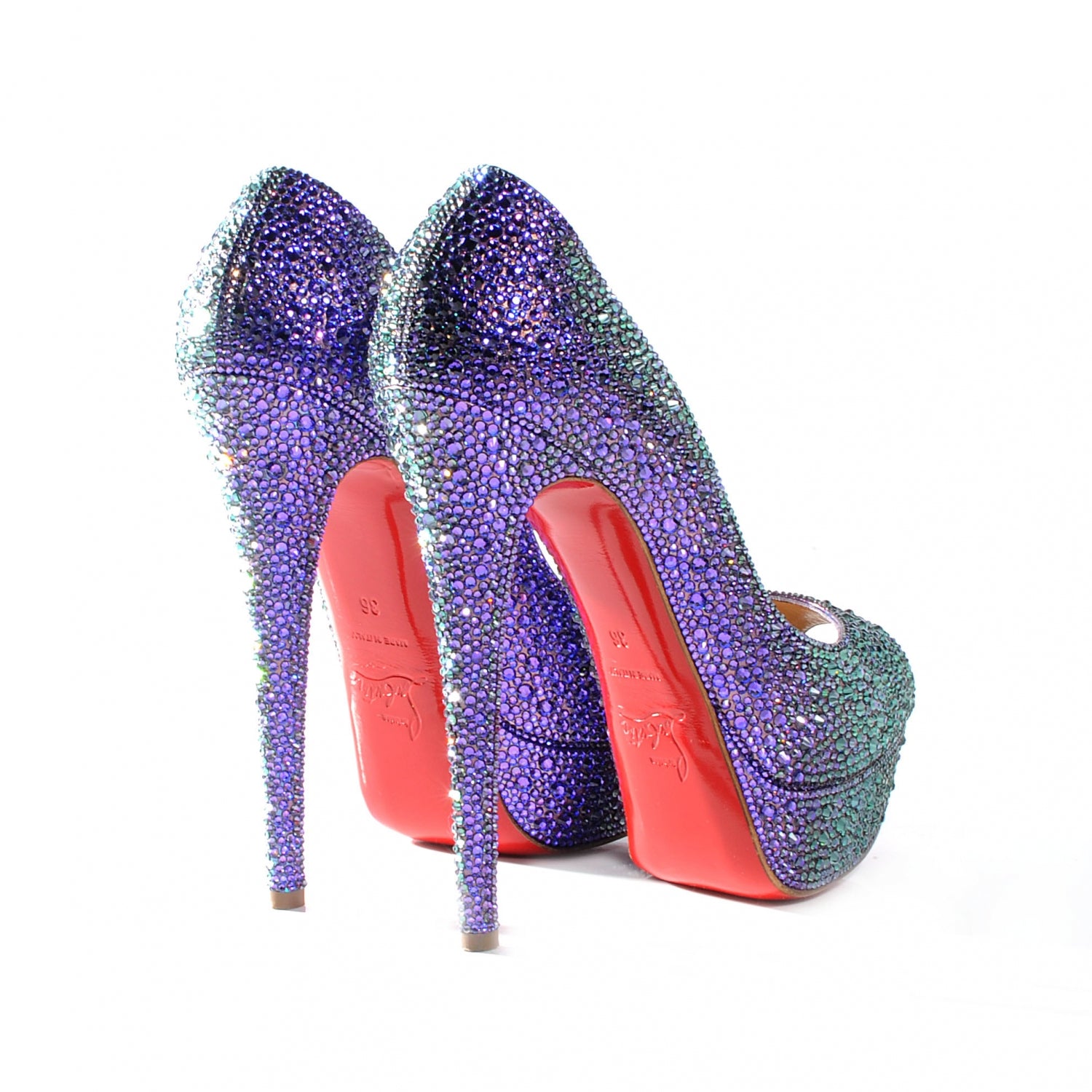 Christian Louboutin Swarovski Strass Lady Peep 150 Pumps 36 Heliotrope 5 of 6
