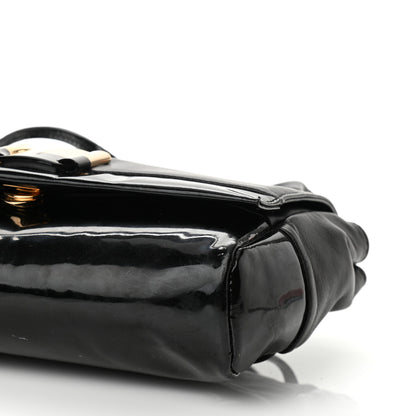 Salvatore Ferragamo Calfskin Patent Flap Shoulder Bag Black 9 of 11