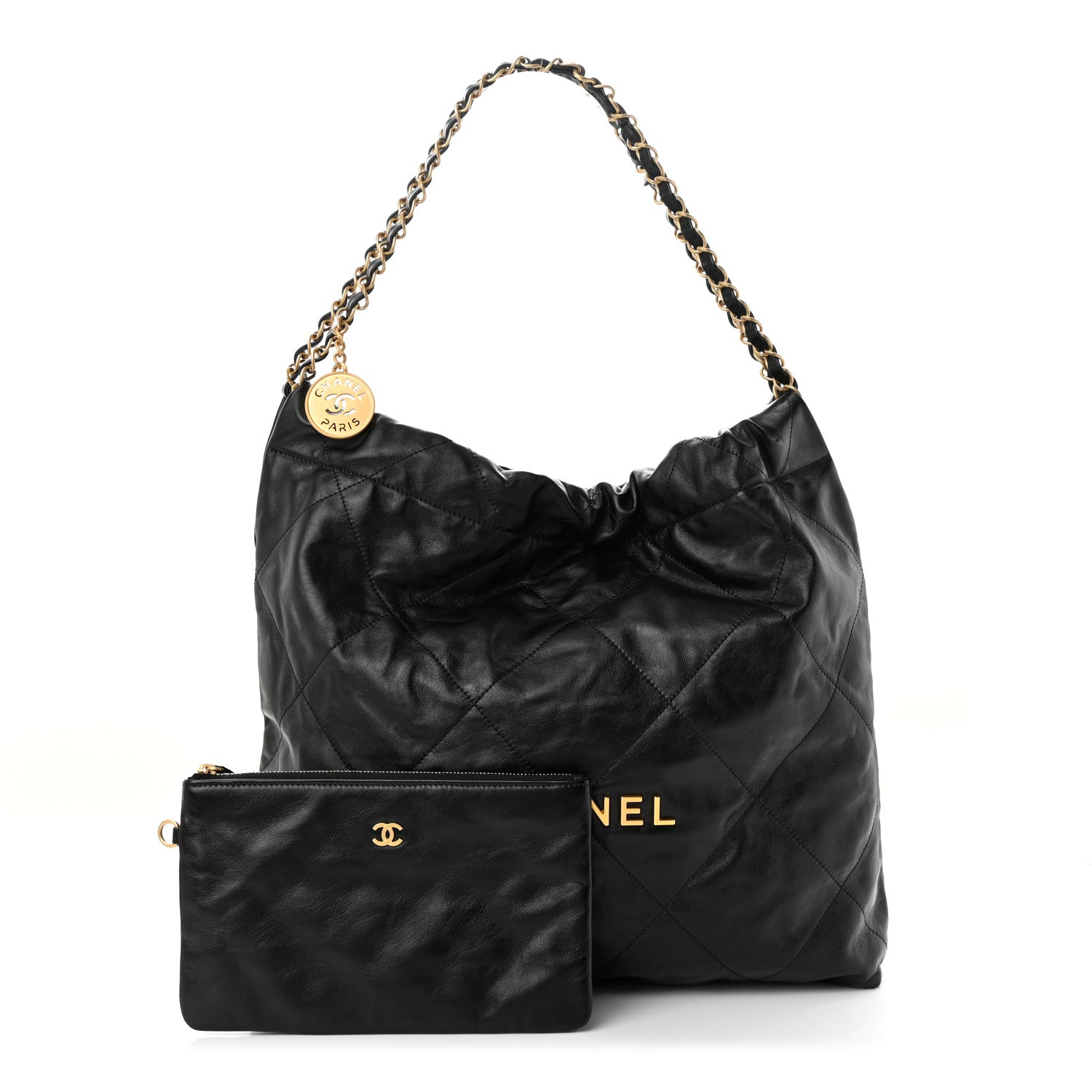 Chanel Shiny Calfskin Quilted Chanel 22 Black 1 of 11