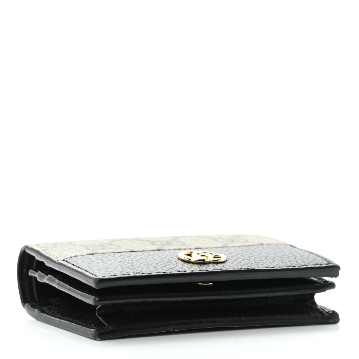 Dollar Calfskin GG Supreme Monogram GG Marmont Card Case Black Beige Ebony