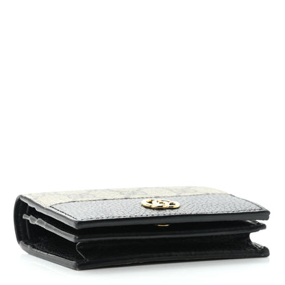 Gucci Dollar Calfskin GG Supreme Monogram GG Marmont Card Case Black Beige Ebony 4 of 10