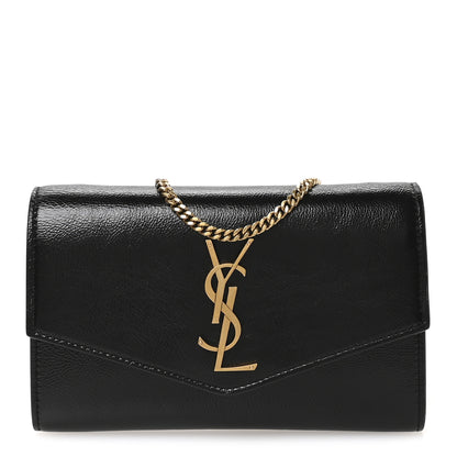 Saint Laurent Crinkled Calfskin Uptown Chain Wallet Black 1 of 10