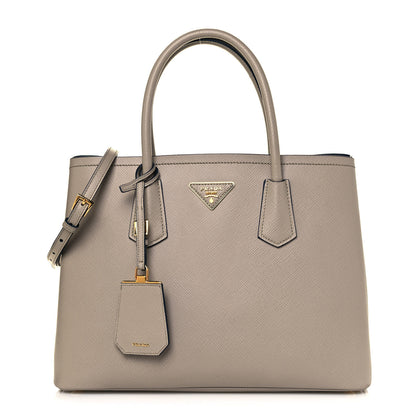 Prada Saffiano Cuir Medium Double Bag Pomice Bluette 1 of 21