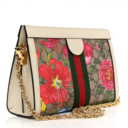 Gucci GG Supreme Monogram Flora Web Small Ophidia Chain Shoulder Bag White 3 of 11