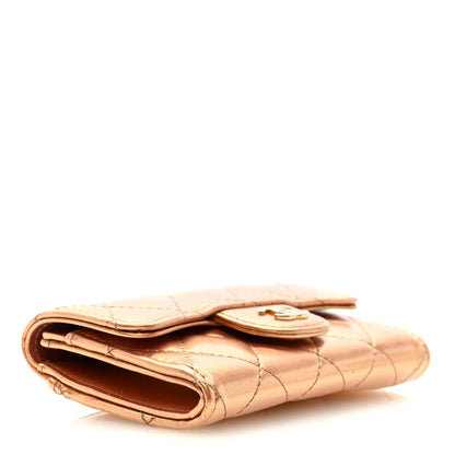 Chanel Metallic Lambskin Quilted Flap Card Holder Wallet Golden 4 of 7