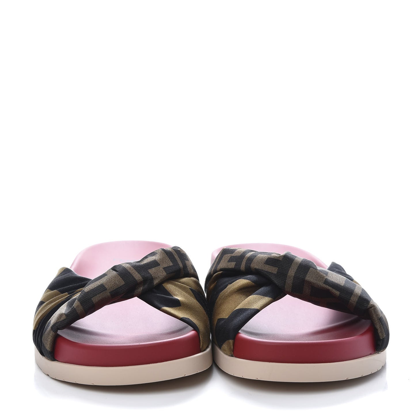 Satin Rubber FF Twist Slide Sandal 40 Red