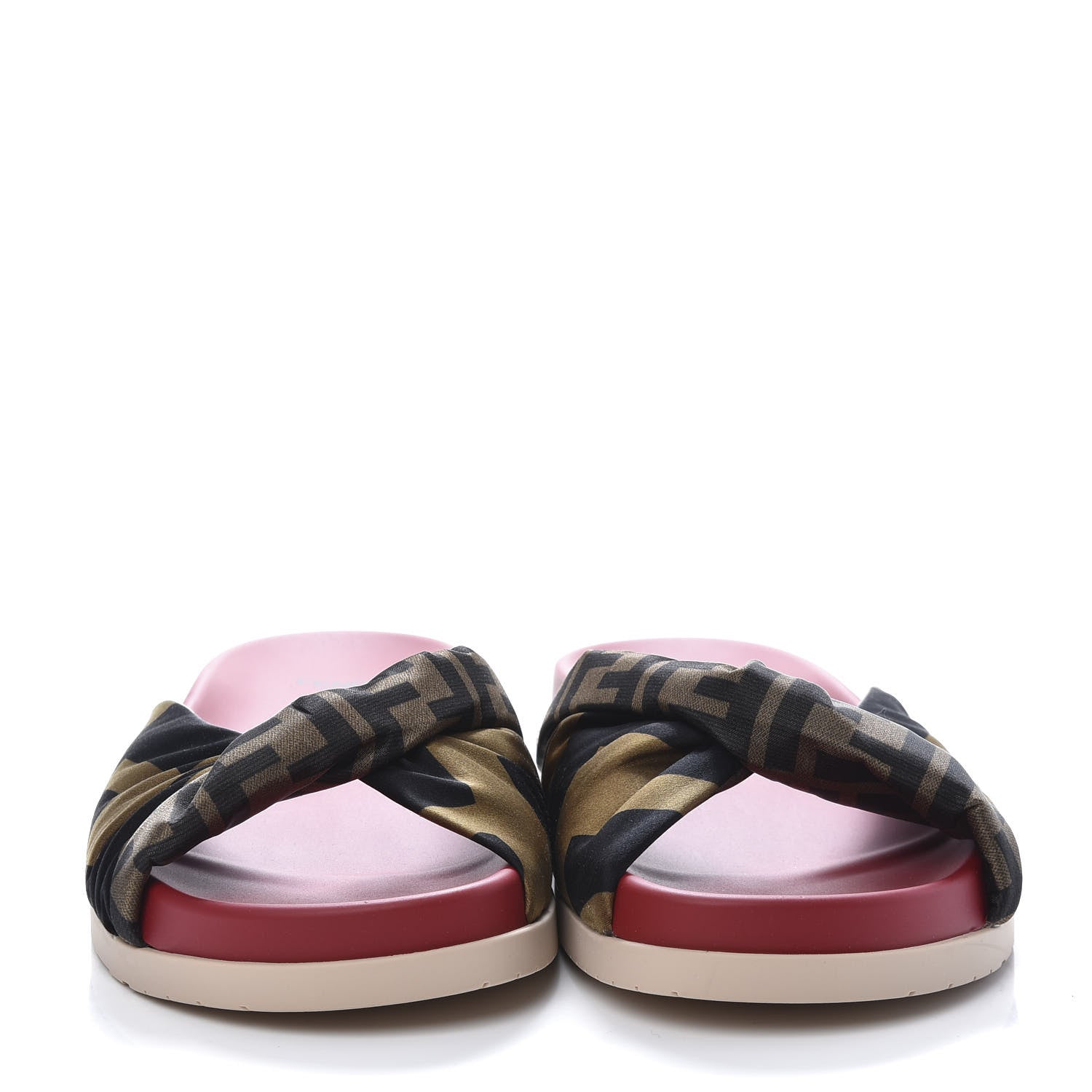 Fendi Satin Rubber FF Twist Slide Sandal 40 Red 2 of 8