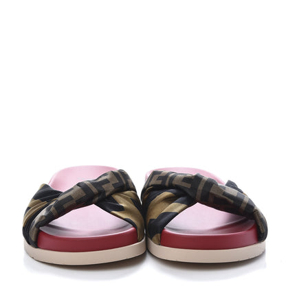 Fendi Satin Rubber FF Twist Slide Sandal 40 Red 2 of 8