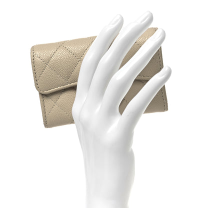 Chanel Caviar Quilted Flap Card Holder Wallet Beige 2 of 9