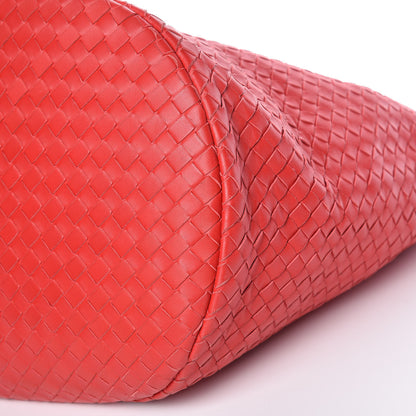Bottega Veneta Nappa Intrecciato Double Handle Bucket Bag New Red 14 of 15