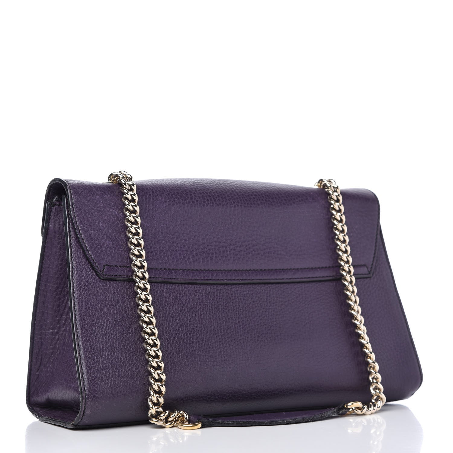 Gucci Pebbled Calfskin Medium Emily Chain Shoulder Bag Purple 3 of 14