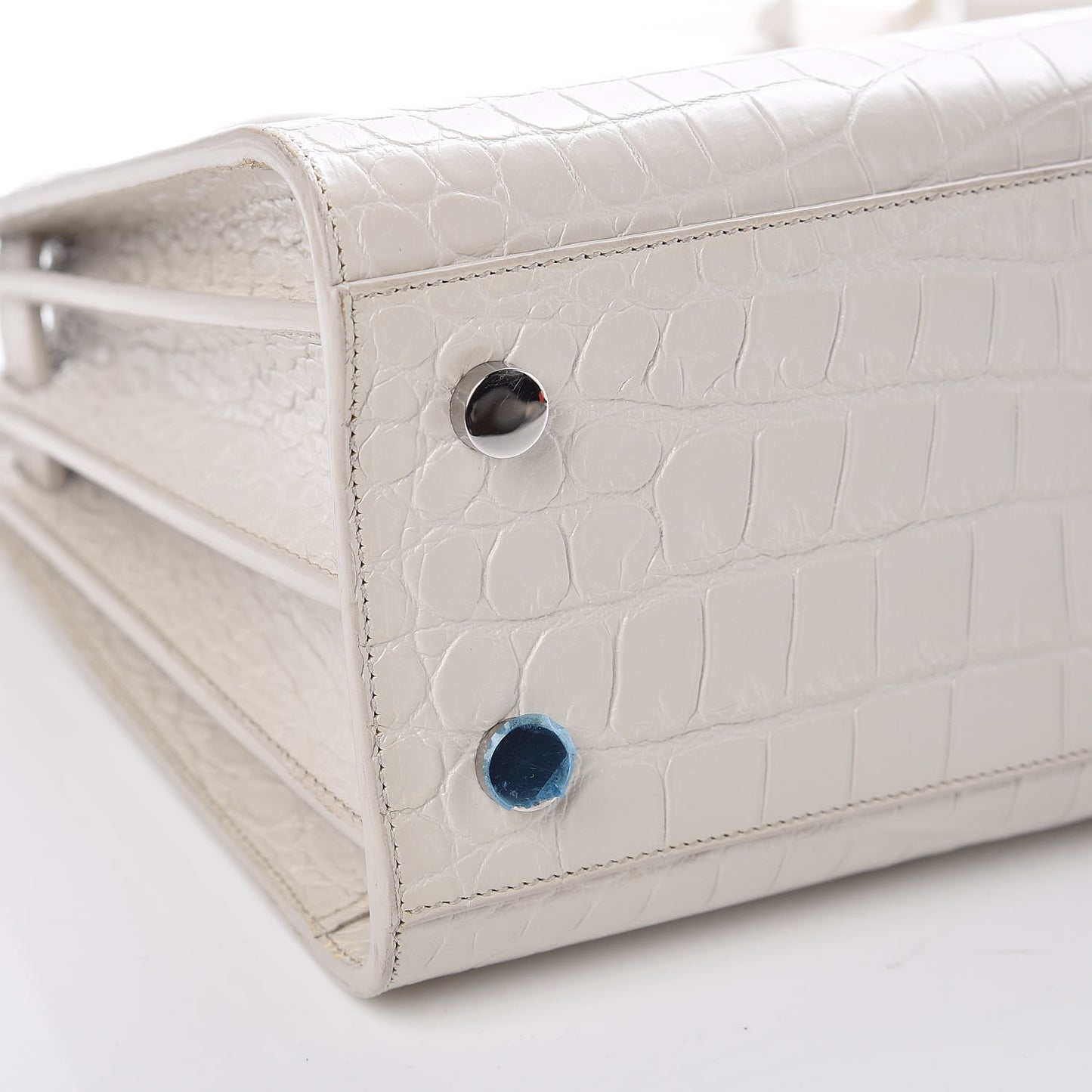 Calfskin Crocodile Embossed Baby Sac De Jour Gris Perle