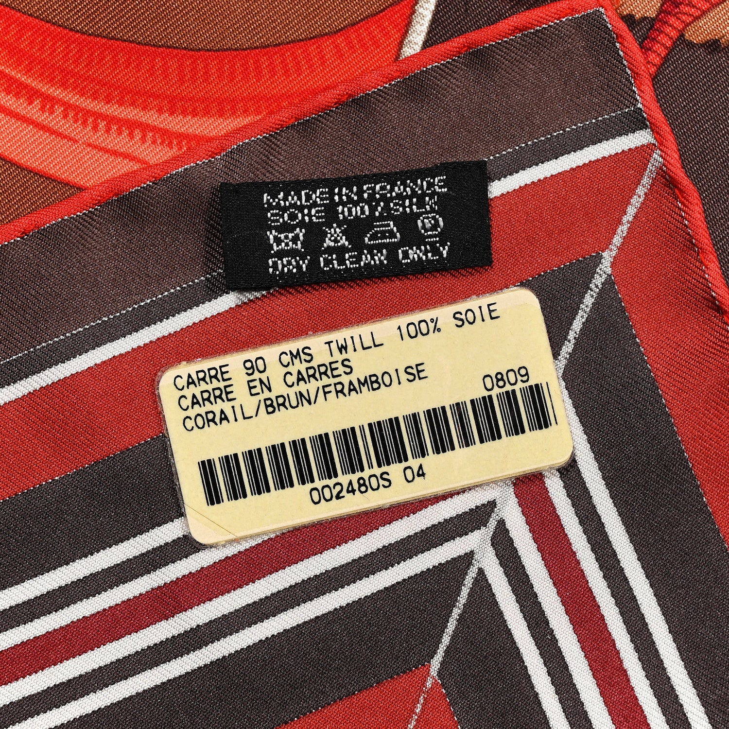 Hermes Silk Carre En Carres Scarf 90 Corail Brun Framboise 2 of 4