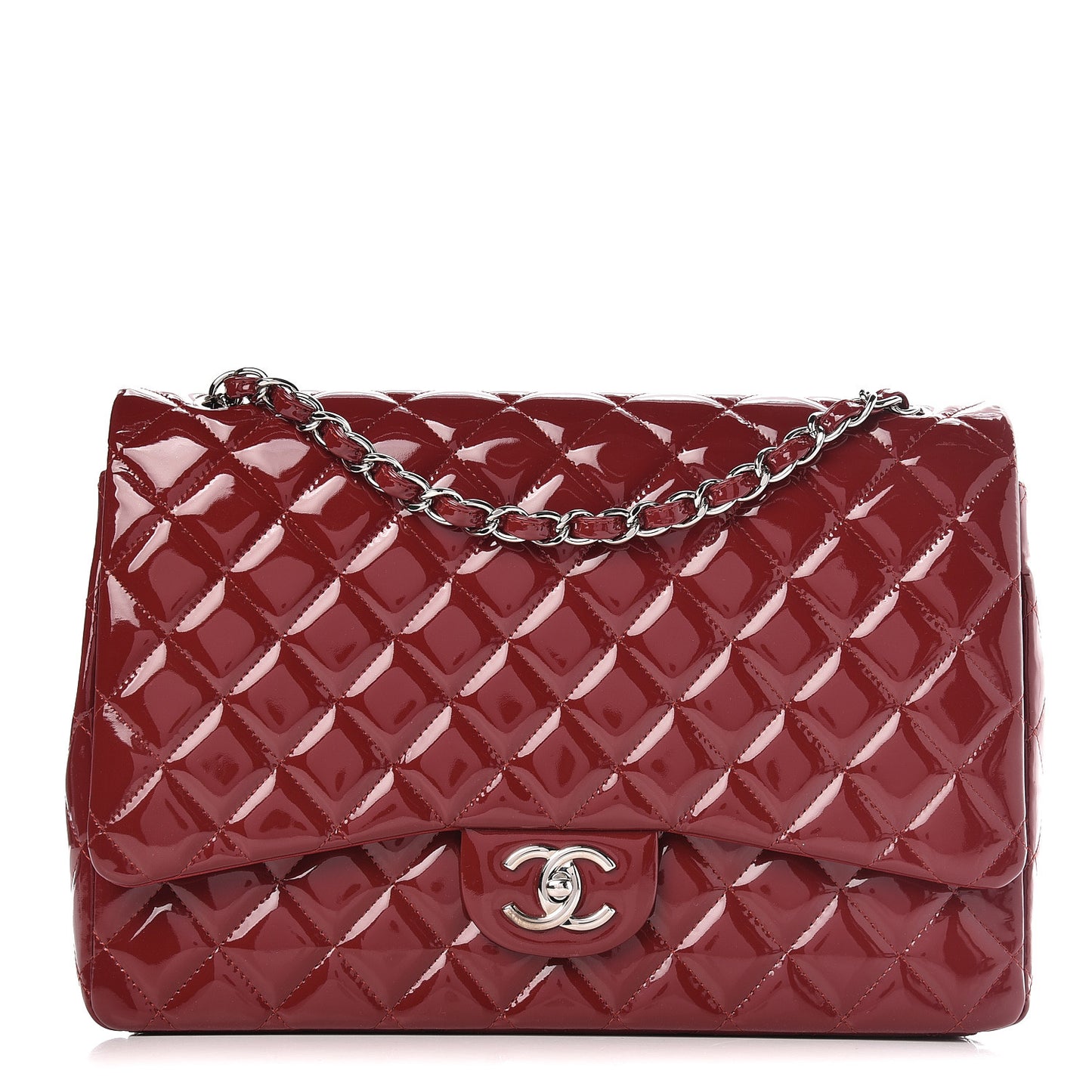 Patent Quilted Maxi Double Flap Red