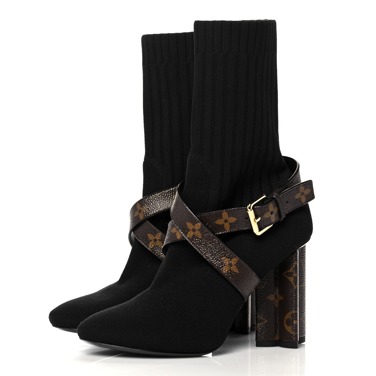 Louis Vuitton Monogram Stretch Fabric Silhouette Ankle Boots 36 Black 3 of 9