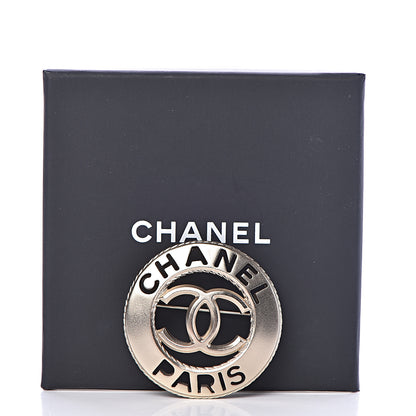 Chanel Metal CC Paris Brooch Light Gold 5 of 5