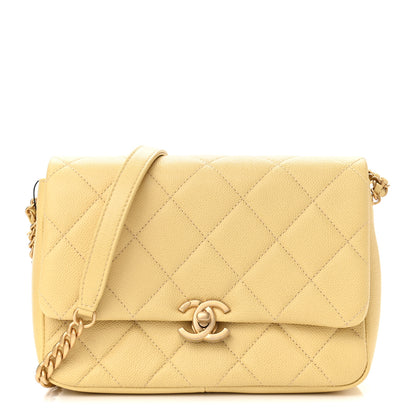 Chanel Shiny Caviar Quilted Small Chain Melody Flap Yellow 1 of 11