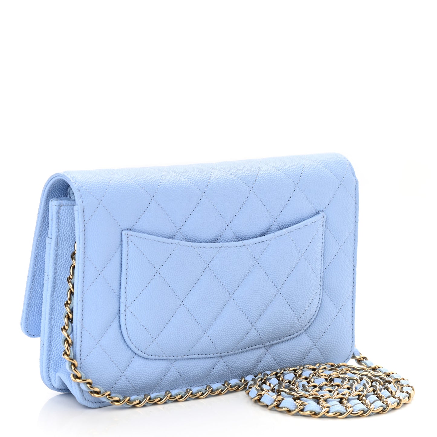 Caviar Quilted Wallet On Chain WOC Blue