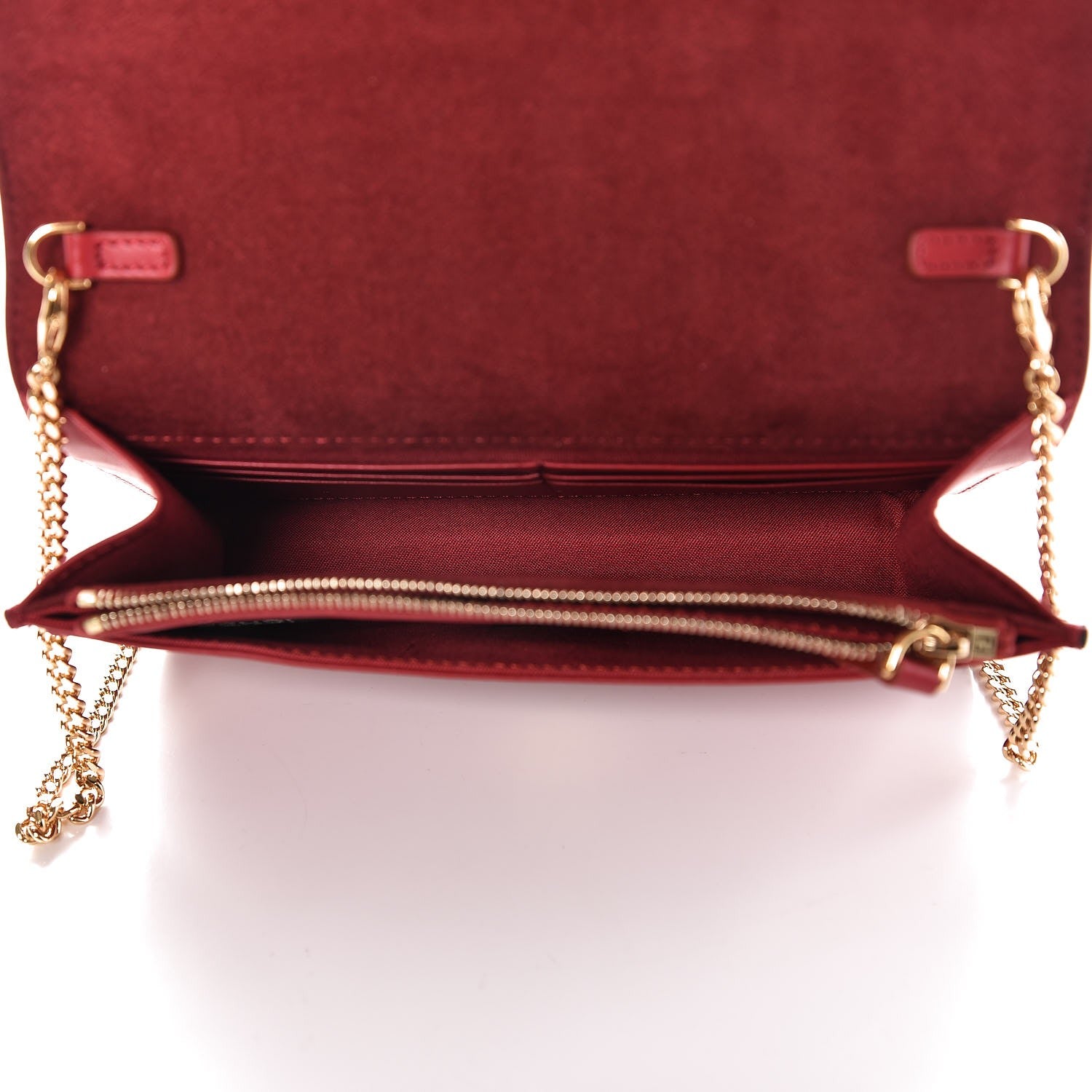 Fendi Vitello Century Eyebrow Monster Eyes Embossed Tube Wallet on Chain Fragola 5 of 7