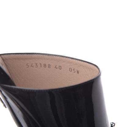 Gucci Patent Lexi Horsebit Mid-Heel Slide Sandals 40 Black 8 of 9